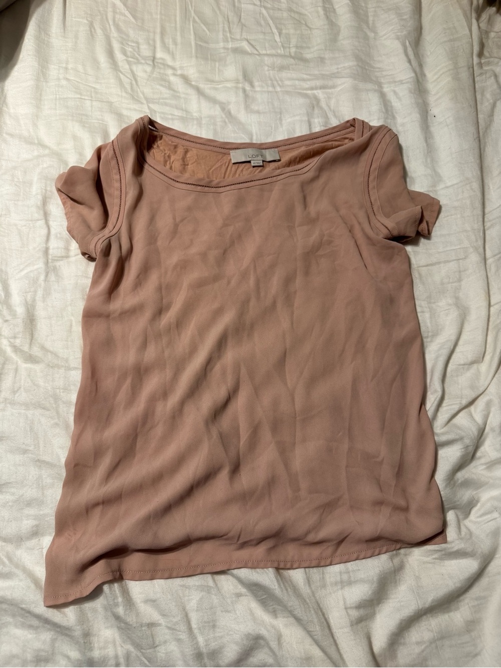 LOFT Mauve Short Sleeve Scoop Neck Blouse